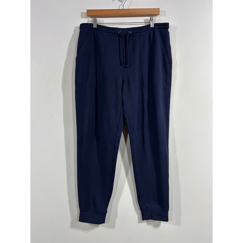 Quince Sporty SuperSoft Fleece Joggers Navy Tencel Modal Pants Womens Large